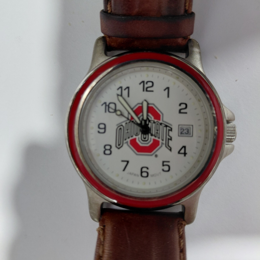 OHIO STATE Stainless Steel & Water Resistant Silver and Brown Men's Watch